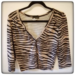 3/$15 🖤 Black taupe zebra print cropped cardigan